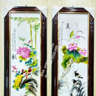 Tranh Sứ Tứ Quý vẽ vàng